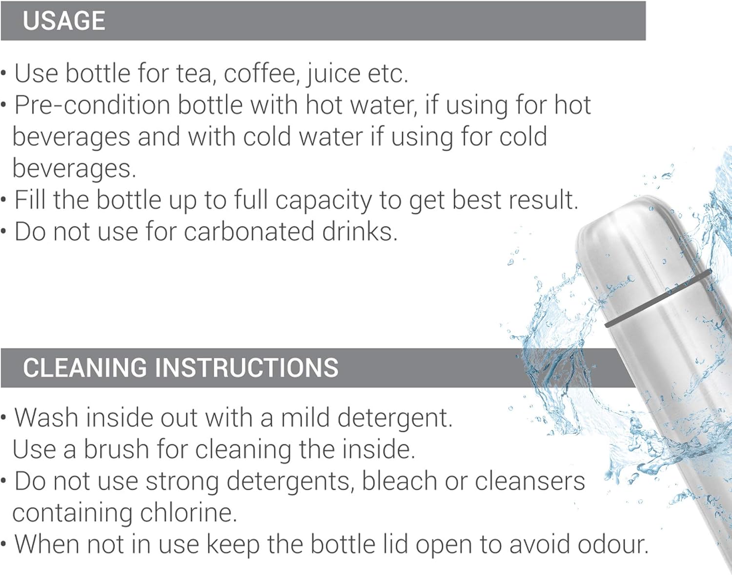 milton thermosteel flask with plain lid