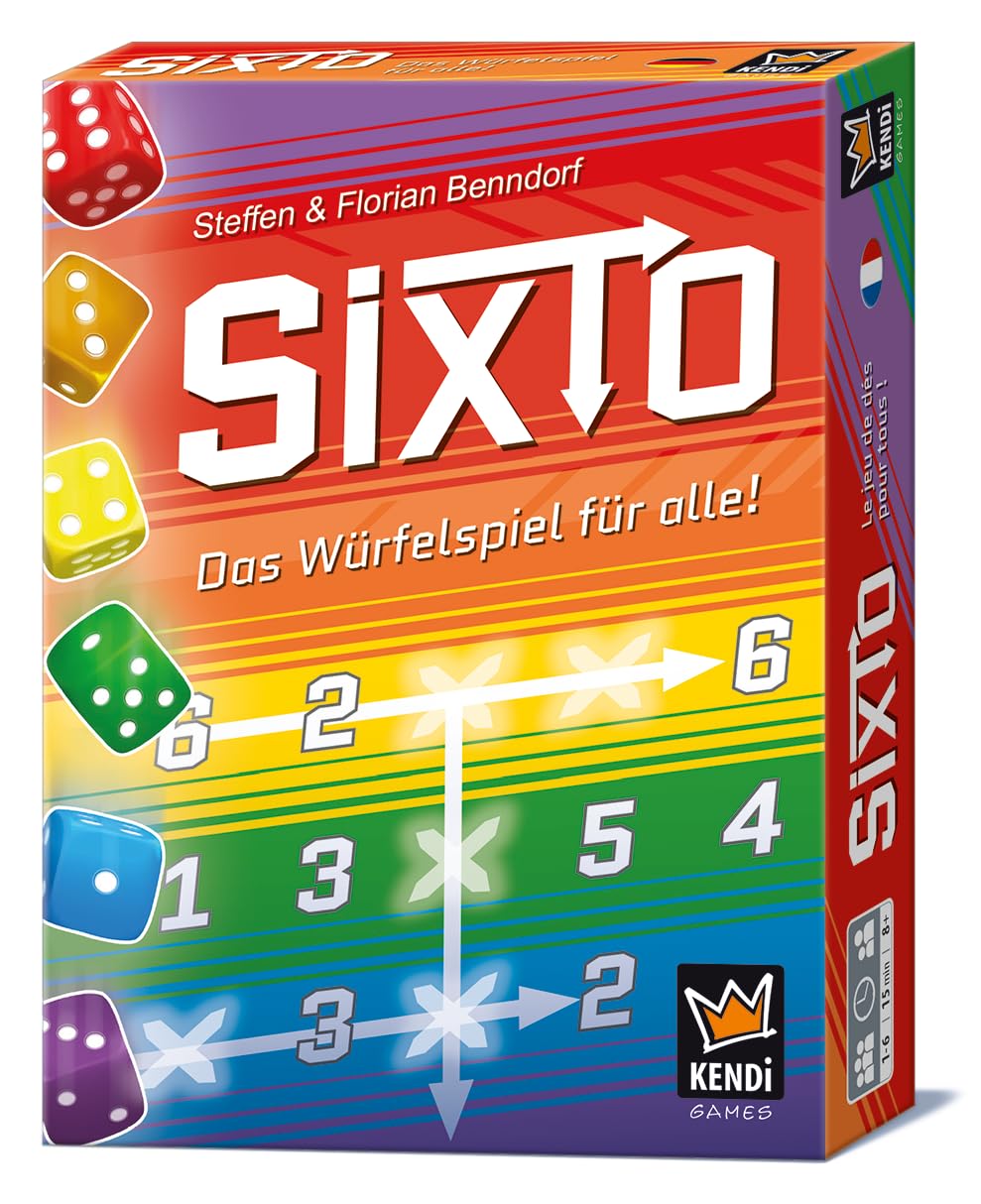 KENDi GAMES SIXTO - Dice Game for Everyone - Score in Rows & Columns - 12 Different Block Sheets - Ages 7+