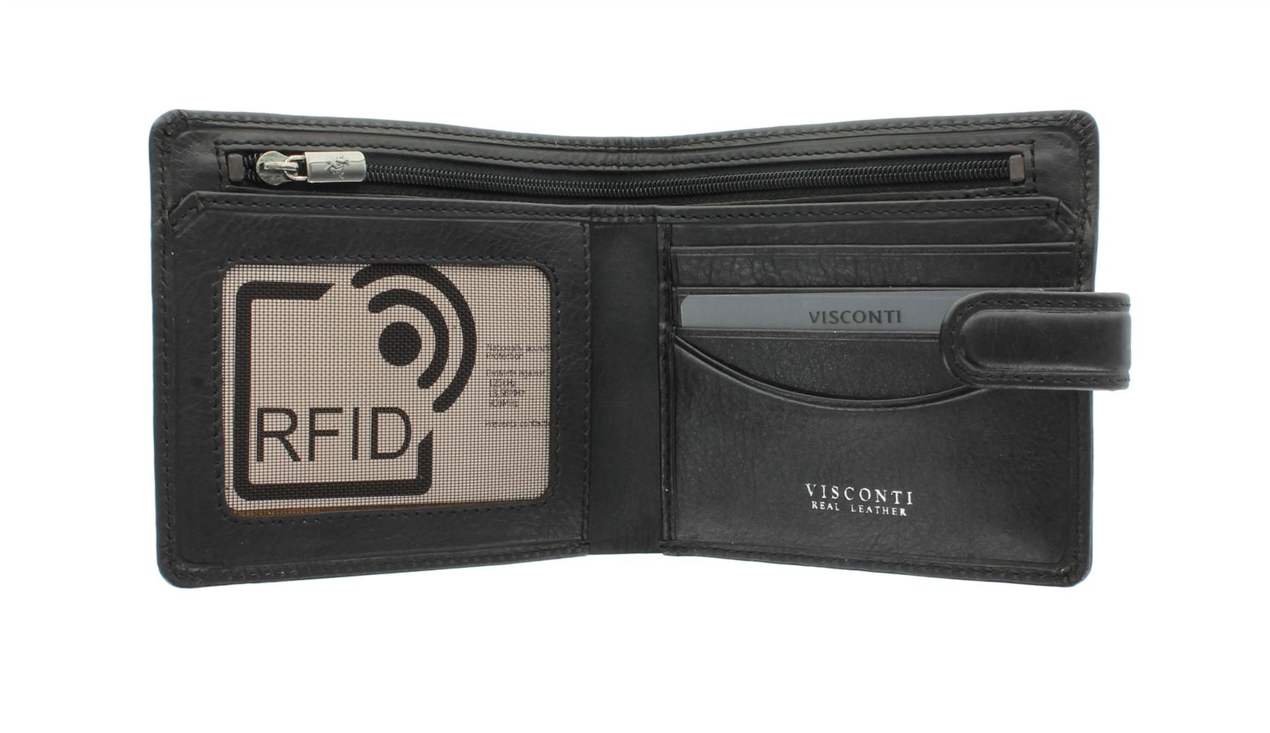 VISCONTI Tuscany Collection MASSA Leather Wallet with RFID Protection TSC41 Black