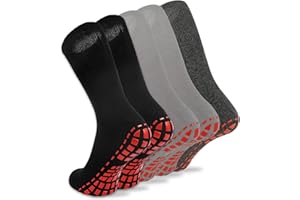 NOVAYARD 5 Pairs Non Slip Socks Hospital Diabetic Non Skid Slipper Socks Men Women