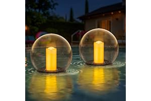 uuffoo 2-Pack 7.4x7.4 Solar Floating Pool Lights Ball Solar Powered Flickering That Float Candles Lights Outdoor Water-Resistant IP66 for Pond Garden Party Swimming Decor