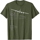B-17 Flying Fortress WWII Bomber Line Art T-shirt