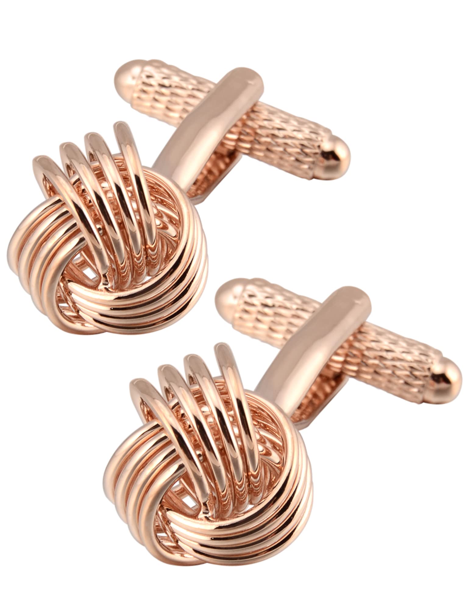 Jonwo Twist Knot Cufflinks in Gift Case Cuff Links for Men Lady Daily Shirt Buttons Business Wedding Gift Party Tuxedo Shirt Accessory (Rose Gold Knot Cufflinks)