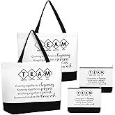 Cunno 4 Pcs Team Appreciation Tote Bag Women Employee Gift Team Together Canvas Makeup Bags for Worker Staff Coworker Nurse Teacher