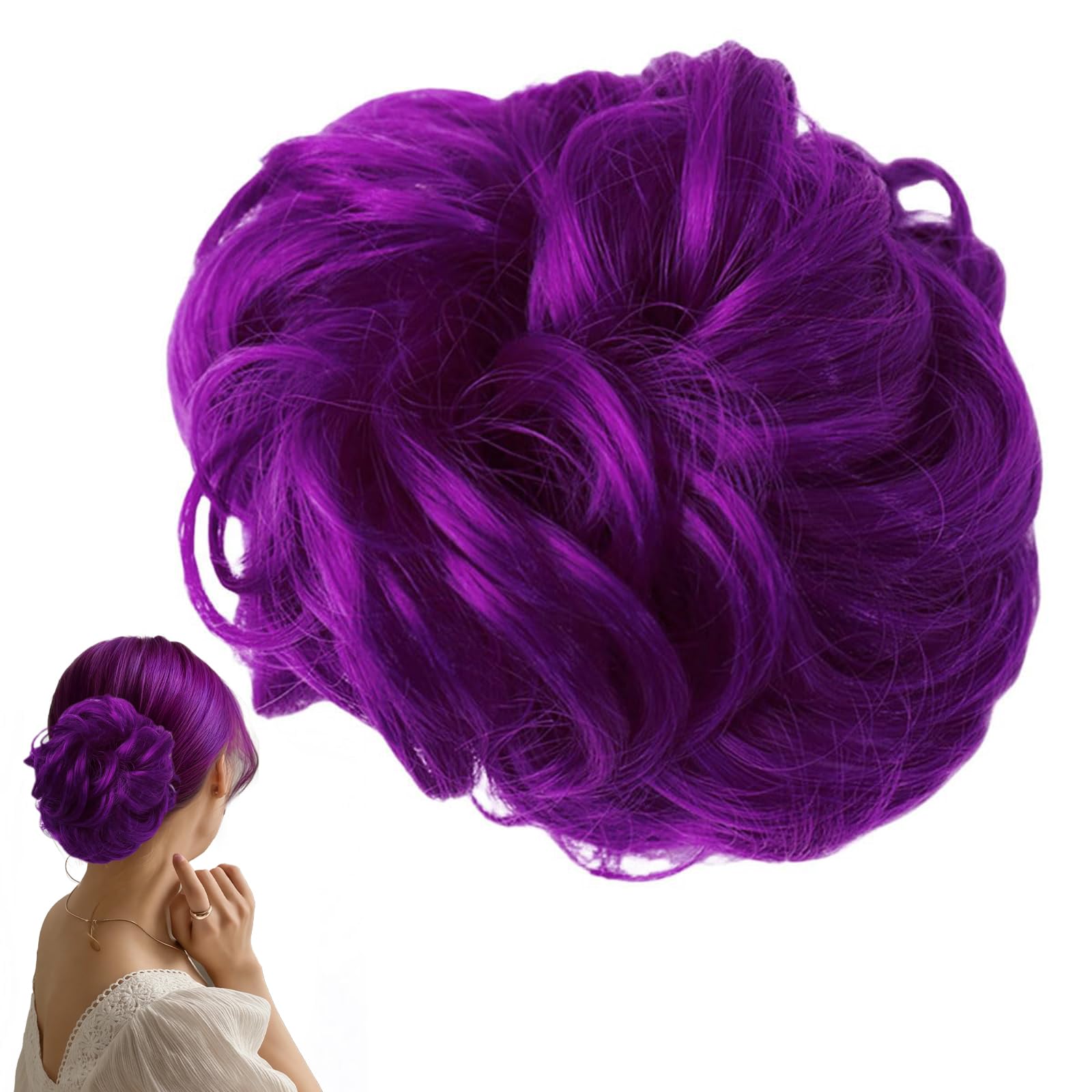 Traziewell Purple Hair Extensions Messy Bun Hair Pieces for Women Thick Updo Scrunchies High Temperature Fiber Hair Extension Accessories, 1323 — image 1