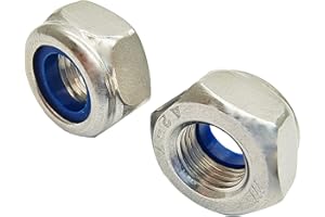 DGZ STORE 5 Pcs M10 x 1.0mm Metric Fine Thread Nylon Insert Lock Nuts,304 Stainless Steel Lock Nut Non-Slip Lock Nut Nylon Self-Locking Nut.