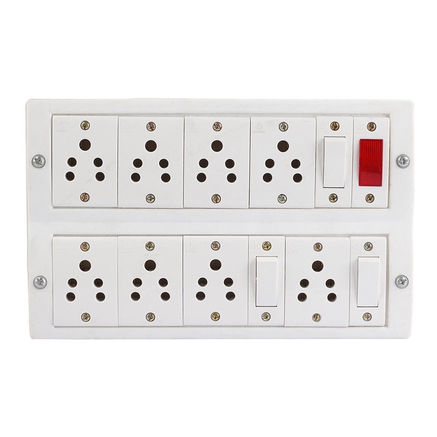 Buy Power strip extension multi outlet board Fitted with 8 Anchor Sockets(5 Amp) with 3 Swich