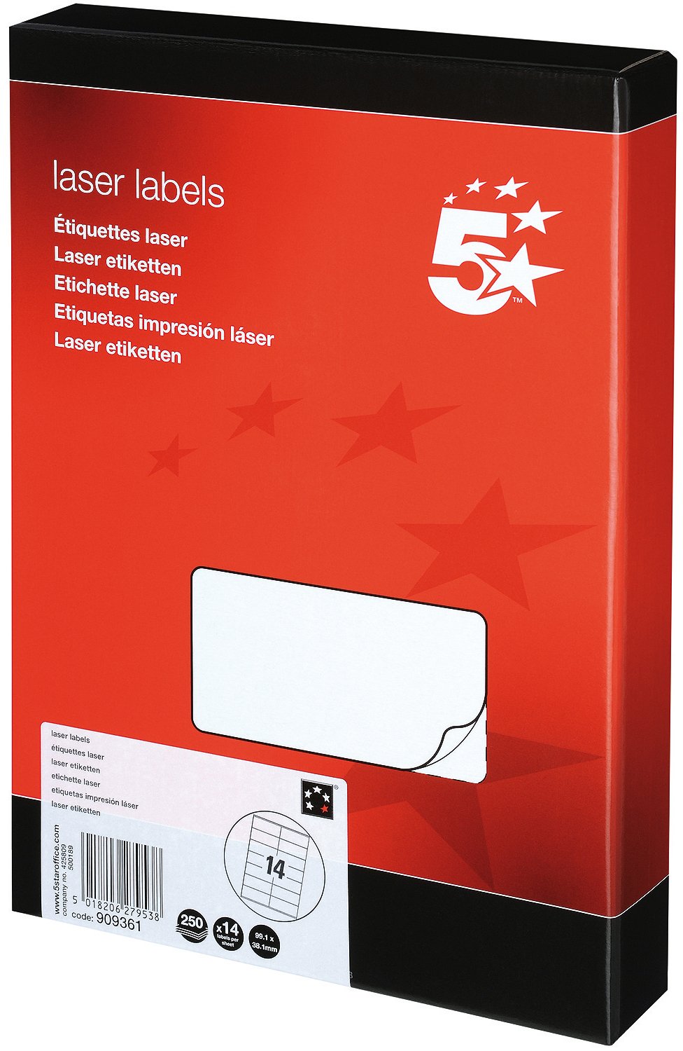 5 Star Addressing Labels Laser 14 per Sheet 99.1x38.1mm White [3500 Labels]