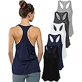 Women's 5 Pack Everyday Flowy Burnout Racer Back Active Workout Tank Tops