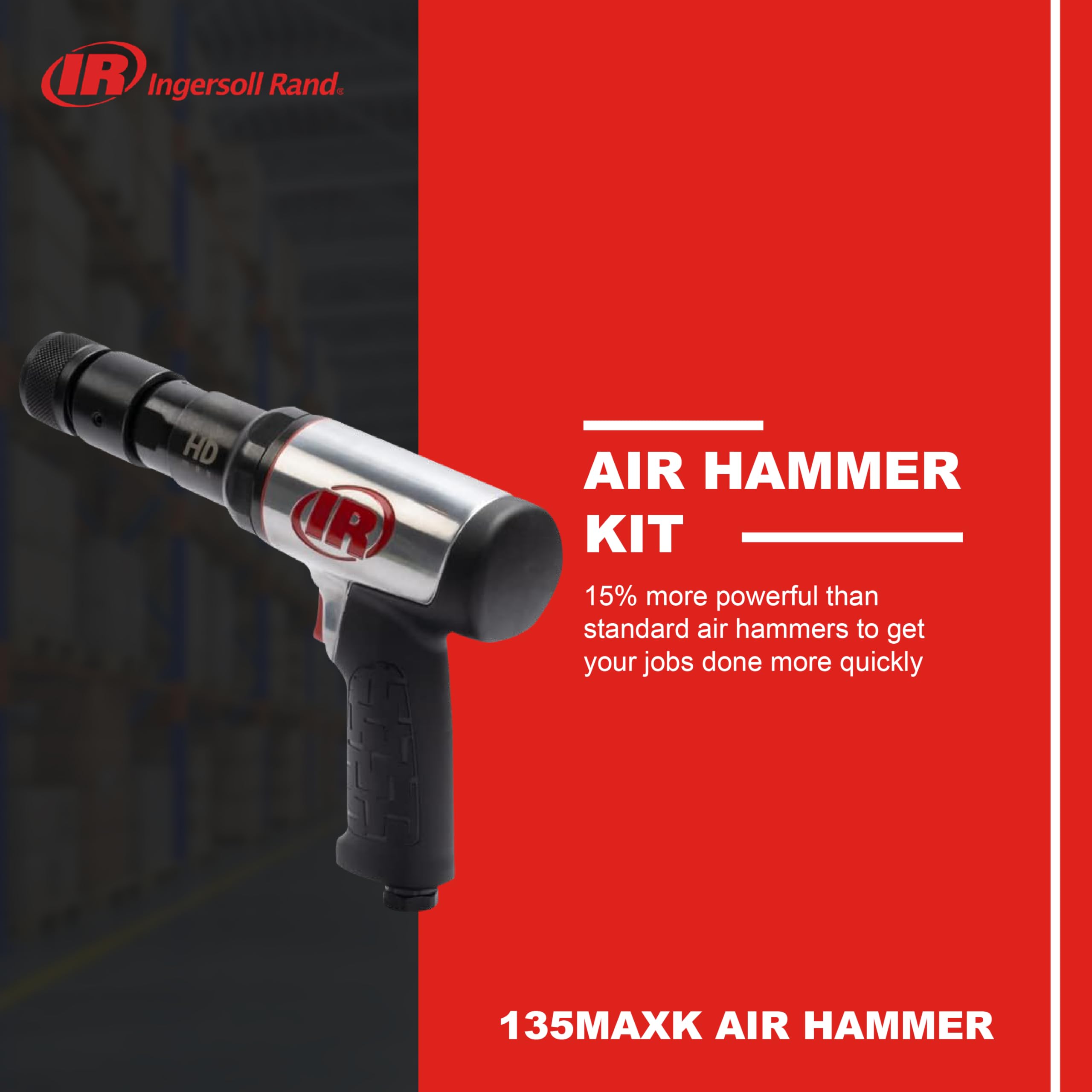 Ingersoll Rand 135MAXK Vibration Reduced Quick-Change Air Hammer 5-Piece Chisel Set, 2,600 BPM, 3