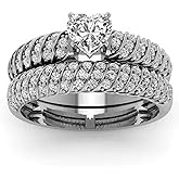 Heart Bridal Wedding Ring Set, 925 Sterling Silver Plated Cubic Zirconia Engagement Promise Rings for Her