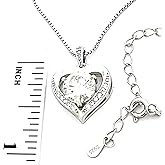 2.8 carat Diamond Necklaces 18k White Gold Heart Diamond Solitaire Necklace Sterling Silver Hart Necklaces women Love Heart Diamond for Valentine New Mom Appreciation gift for her HANDMADE Jewelry