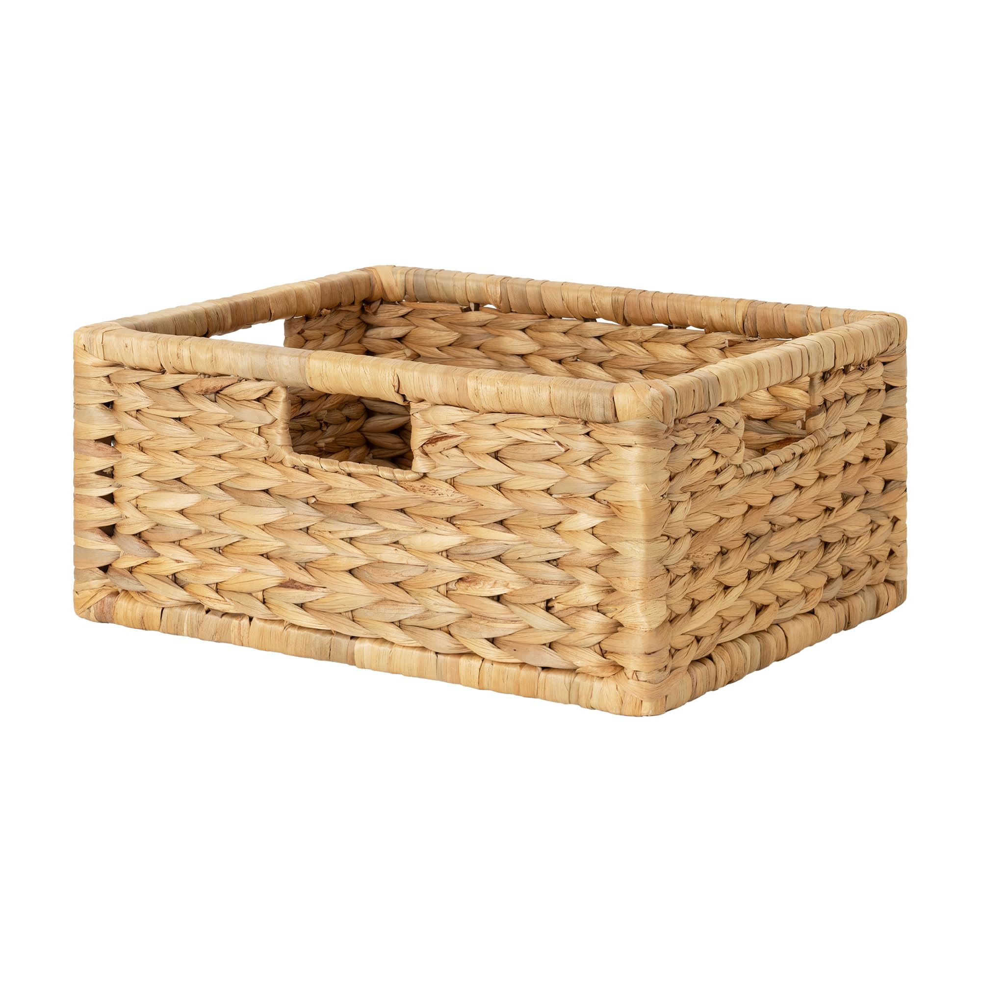 Photo 1 of StorageWorks Large Wicker Basket for Organizing, Pantry Organizer with Wooden Frame, Water Hyacinth Storage Basket for Shelves