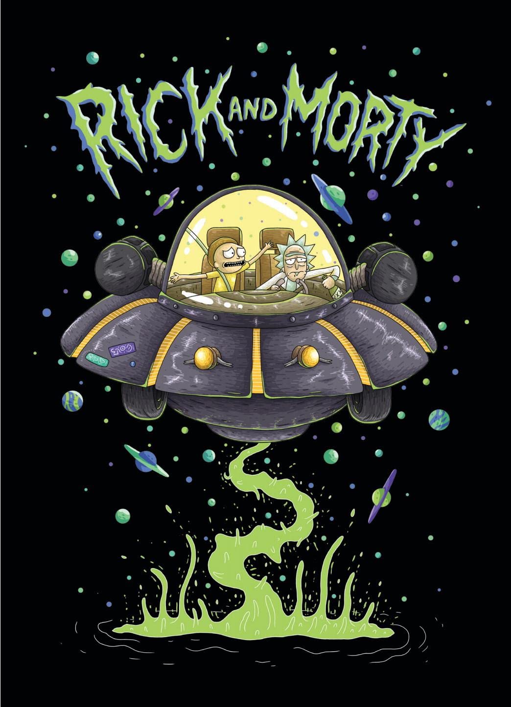 Rick and Morty Fleece Blanket - UFO Space Cruiser Design - Bed Throw Super Soft Blanket - 100 x 150cm, Black