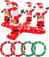 HONGCI Inflatable Santa Toss Game with 4 Rings - Xmas Party Fun for Kids Adults view 1