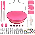 YOQXHY 90 Pcs Cake Decorating Kit with Cake Turntable,Cake Leveler,24 Numbered Icing Piping Tips,2 Spatulas,3 Comb Scrapers,2 Couplers,5 Bag Ties and 50 Disposable Pastry Bags
