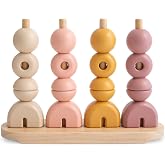 mushie Wooden Multi Shape Stacker | for Kids 3 Years+ | Preschool Educational &amp; Toddler Montessori Toys (Sunrise)