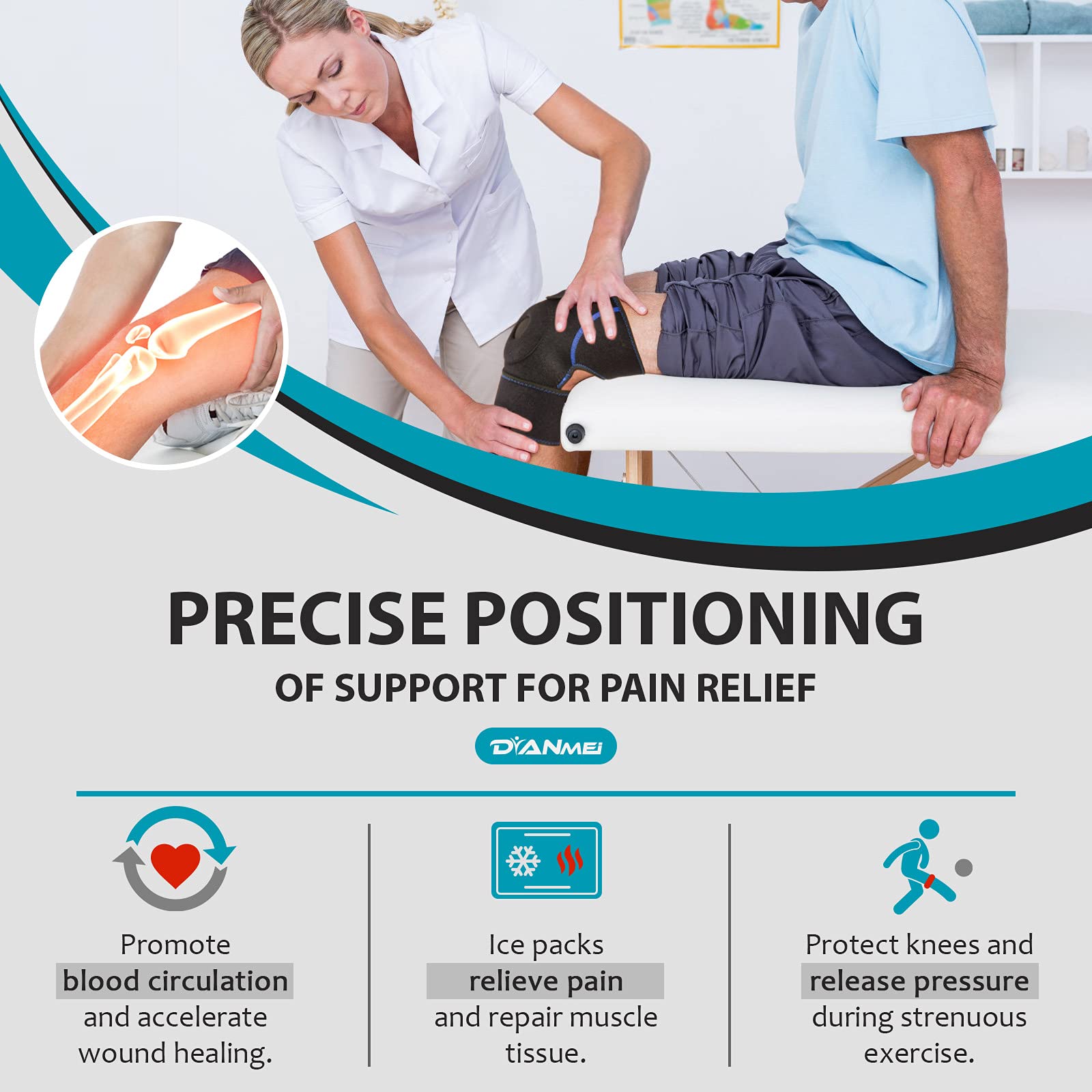 Knee Ice Pack Wrap (2 Flexible Gel Packs) Reusable Cold Hot Therapy - Adjustable Knee Gel Compression Support Brace for Sports Injuries Recovery, Patella Surgery, Arthritis Pain, Meniscus Tear