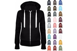 HNODOV Hoodie Sweatshirt for Women Basic Casual Lightweight Pullover Plus Size Zip Up Long Sleeve Hooded Top with Pocket