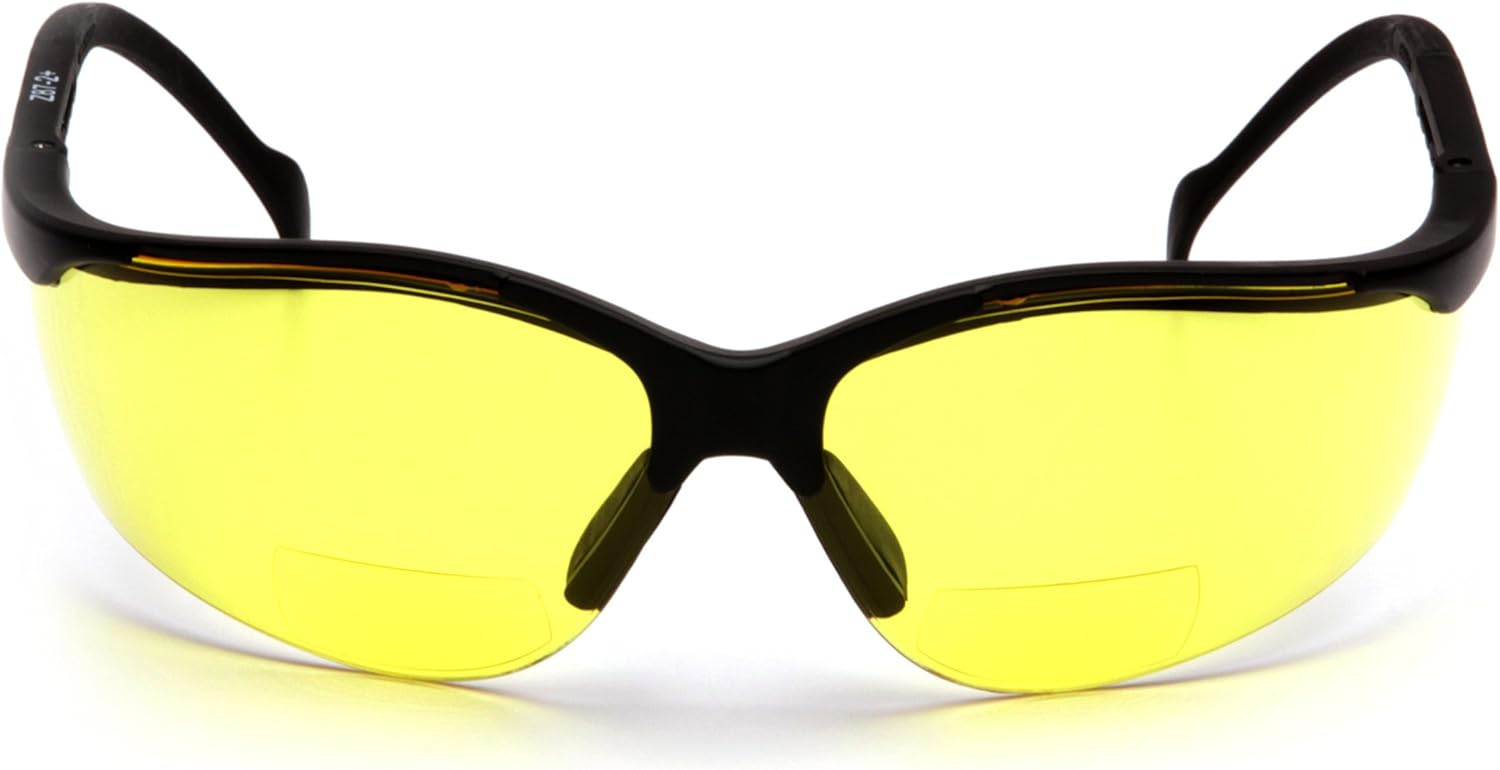 Pyramex V2 Bifocal Reader Safety Glasses Protective Eyewear, 1.5 Diopters, Amber : Hunting Safety Glasses : Sports & Outdoors