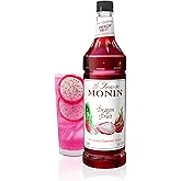 Monin Dragon Fruit Syrup for Drinks - 1 liter / 33.8 fl oz | Dragon Fruit Syrup Flavoring for Cocktails, Mocktails, Lemonade, Iced Teas, Sodas, &amp; More, Kosher, Gluten Free, Non-GMO