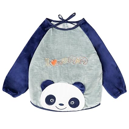 Ärmellätzchen wasserdicht Stickmotiv lätzchen mit ärmeln Velours armellatzchen abwaschbar - Essen und Play Smock Schürze für 