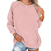 EADINVE Womens Casual Crew Neck Sweatshirt with Pockets Loose Fit Soft Long Sleeve Lightweight Pullover Tops Fall Clothes