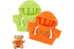 Milisten Stuffed Bear Clothes 2 Piece Hoodie Set Soft Fabric Small Doll Garment Easy to Wear Cute Outfit for 4.52X2.55X0.59In