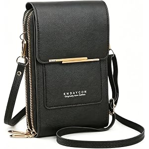 Wynndora Touchscreen Phone Crossbody Bag with See-Through Window, Dual Zippers & Multi Card Slots, Cell Phone Purses