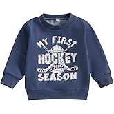 Nibbcoa Toddler Hockey Outfit Baby Boy Girl Daddy’s Little Hockey Buddy Sweatshirt Long Sleeve Pullover Kids Winter Clothes