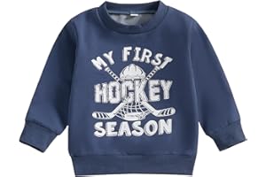Nibbcoa Toddler Hockey Outfit Baby Boy Girl Daddy’s Little Hockey Buddy Sweatshirt Long Sleeve Pullover Kids Winter Clothes