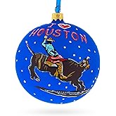 I Love Houston, Texas Glass Ball Christmas Ornament 4 Inches
