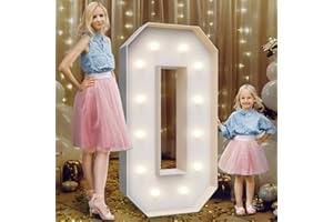 TEEBLOOM 4FT Marquee Light Up Numbers 0,Party Decoration Large Marquee Light Up Letters with Weighted Water Bag,Pre-cut Foam Board Set Can Be Used for Birthdays,Weddings,Baby Anniversaries