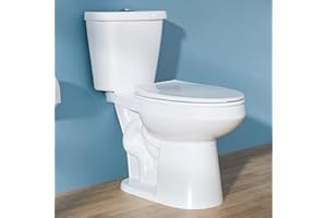 HOMLYLINK Tall Toilet 17 Inch, ADA High Toilets, Chair Height, Comfort Elongated Bowl Heigh 17", Seat Height 18", Two-Piece Dual Flush 1.1/1.6 GPF, 12 Inch Rough-in, White Color, for Bathroom