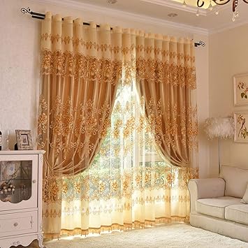 Amazon Com Jacquard Fabric Voile Curtains Blackout Double