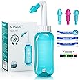 Neti Pot Sinus Rinse Bottle Nose Wash Cleaner Pressure Rinse Nasal Irrigation for Adult & Kid BPA Free 300 ML with 30 Nasal Wash Salt Packets and Sticker Thermometer