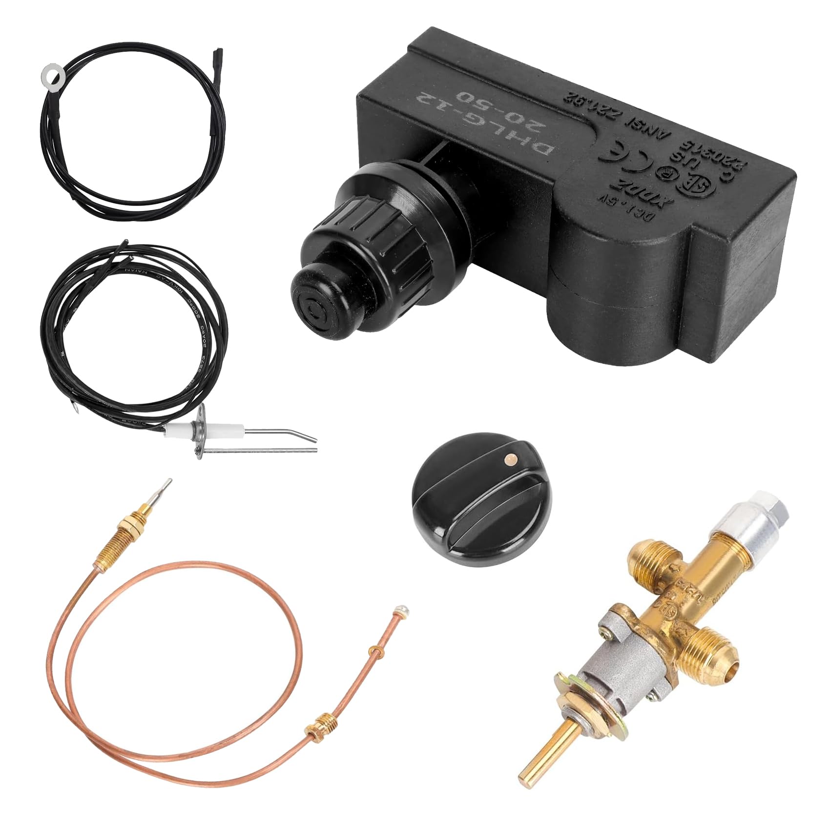 Photo 1 of Gas Fireplace Fire Pit Flame Failure Safety Control Valve Kit and Assembly Fire Pit Igniter, Fire Pit Thermocouple Replacement Parts, Push Button Ignition Kit for Fire Pit Gas Burner Ignition System