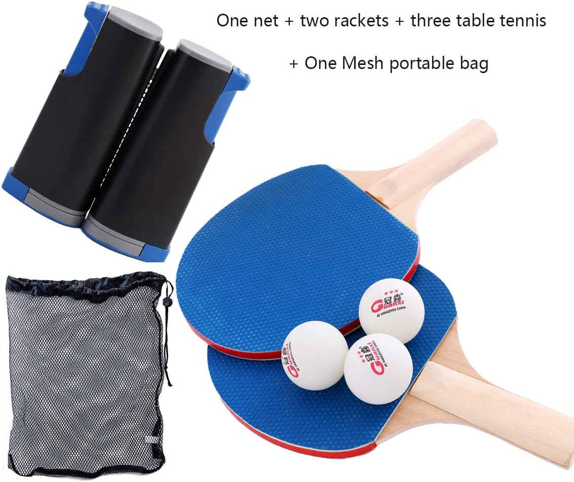 CHIMAERA Portable Ping Pong Sets, Retractable Table Tennis Nets with 2 Bats and 3 Balls - Kids Adults Indoor/Outdoor Game - for School, Home, Office.