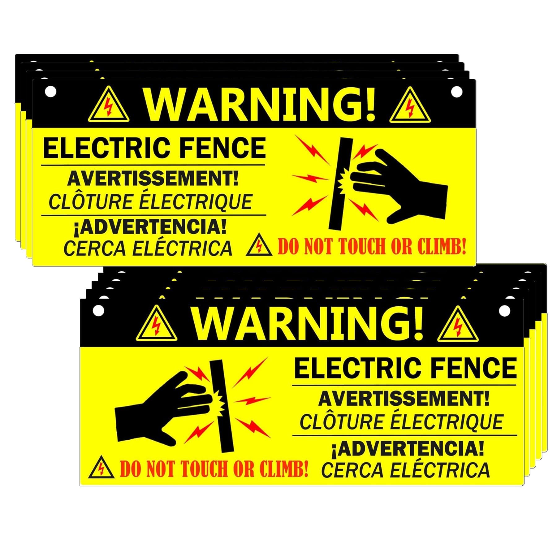 Wootile Electric Fence Warning Signs 10 Pcs Plastic Safe Caution Sign 10 x 4 Inch Farm Home Safety