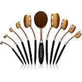 Professional Oval Makeup Brush Set - 10 Brushes - Toothbrush Design Brushes