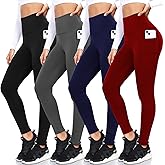 FULLSOFT 4 Pack Fleece Lined Leggings with Pockets for Women High Waisted Thermal Winter Warm Yoga Pants for Workout Running