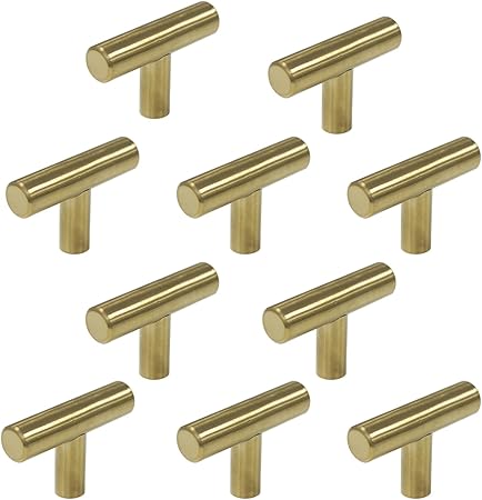Probrico 10pcs Golden Modern Kitchen Door Cabinet T Bar Handles