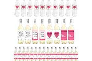Big Dot of Happiness Be My Galentine - Mini Wine Bottle Labels, Wine Bottle Labels and Water Bottle Labels - Galentine’s and Valentine’s Day Party Decorations - Beverage Bar Kit - 34 Pieces