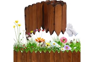 HYBDAMAI Garden Wooden Short Fence Garden Edging Border Anti-Corrosive Wood Landscape Border Edging with Butterfly Ornaments for Gardens Lawns Balconies Courtyards Planting Fences