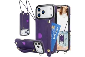 CCSmall for Apple iPhone 17 Pro Case Lanyard Strap with Card Holder for Women, Removable Adjustable Shoulder Crossbody with W