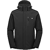 Little Donkey Andy Men's Warm Sherpa Lined Winter Softshell Jacket Windproof Mountain Ski Snow Coat with Removable Hood