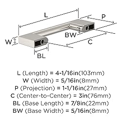 Amerock 10BX37130G10 | Satin Nickel Cabinet Pull