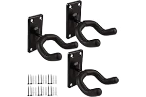 SOUND HARBOR Guitar Wall Mount Guitar Hanger Acoustic Electric Guitar Hanger Bass Ukulele Black Hook Metal Holder Hangers