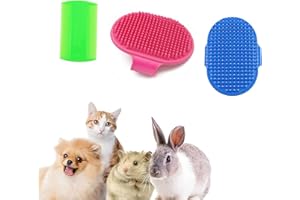 Cszlove 3 Pieces Rabbit Grooming Brush Kit Including Double-Sided Pet Comb, Pet Hair Remover, Pet Bath Brush with Adjustable 