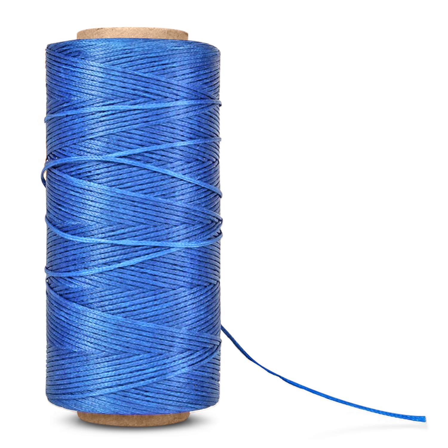 Flexzion Waxed Thread - 284 Yards (260 meters) 0.8mm 150D Polyester Wax Thread for Leather Sewing, Bookbinding, Stitching, Repairing, Beading, & DIY Projects (Dark Blue)